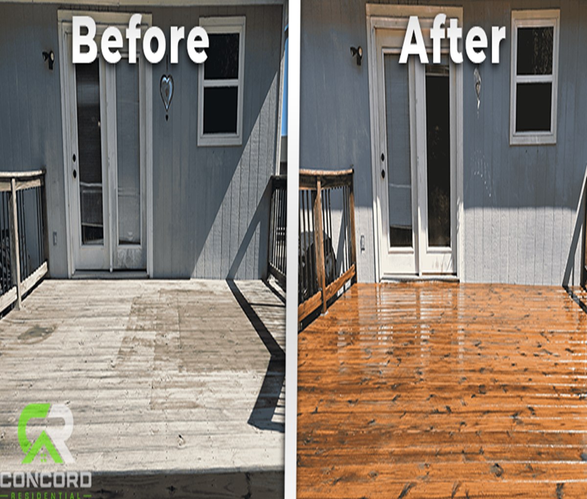 Concrete patio before pressure washing in Kansas City